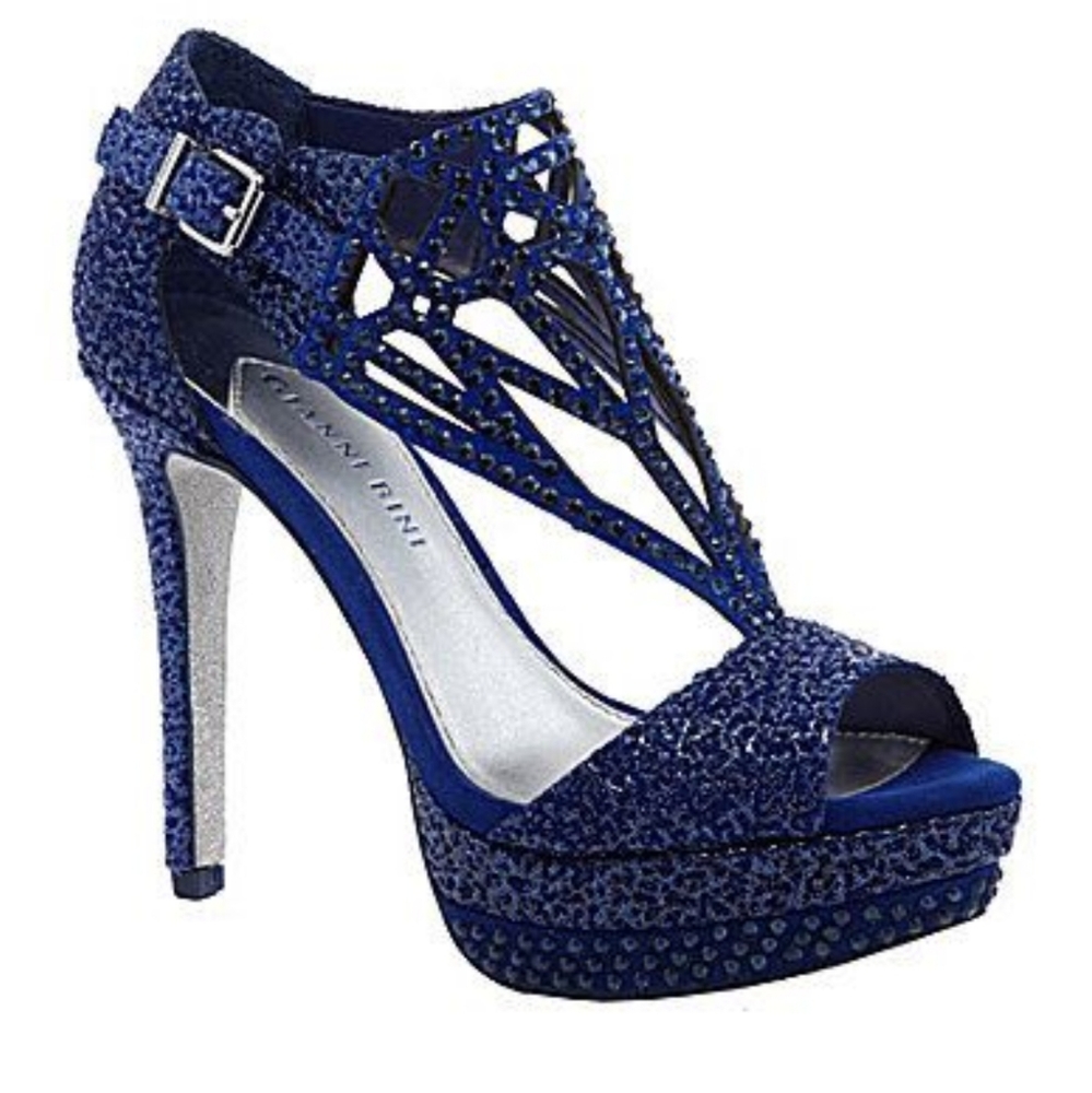 Gianni Bini bright navy diamond heels